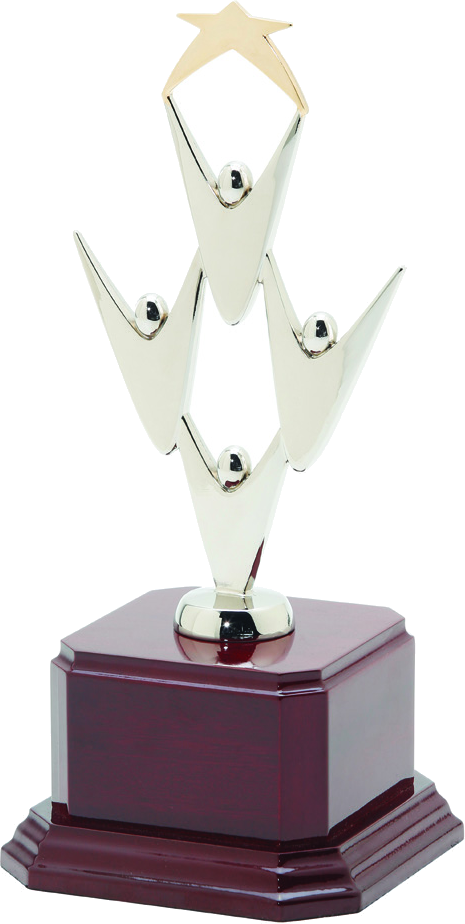 Metal Teamwork Figure on Rosewood Base personalized recognition award